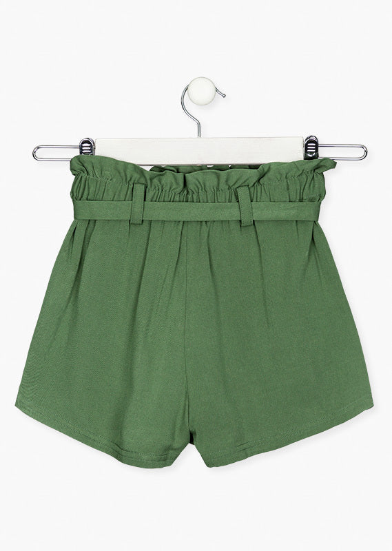 Short verde con cinturón para niña Losan