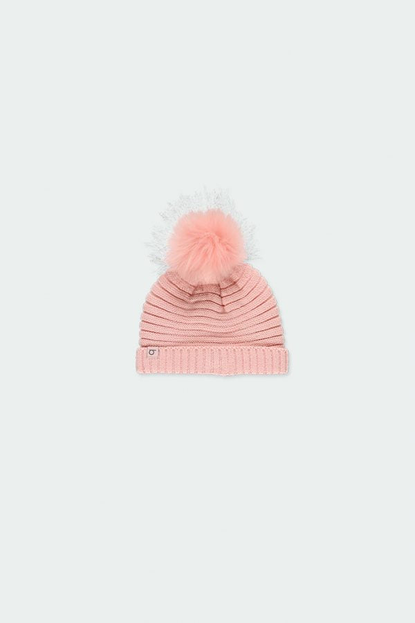 Gorro rosa pompon tricotosa  niña BOBOLI