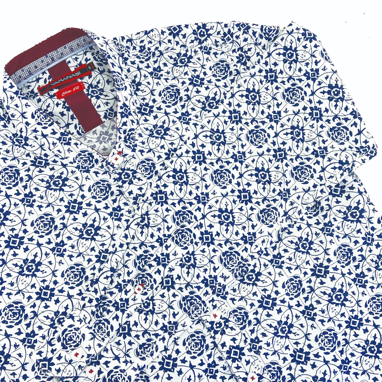 Camisa Slim Fit Flores Manga Larga Para Caballero Varanasi