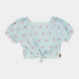 Blusa Azul de popelín para niña BOBOLI