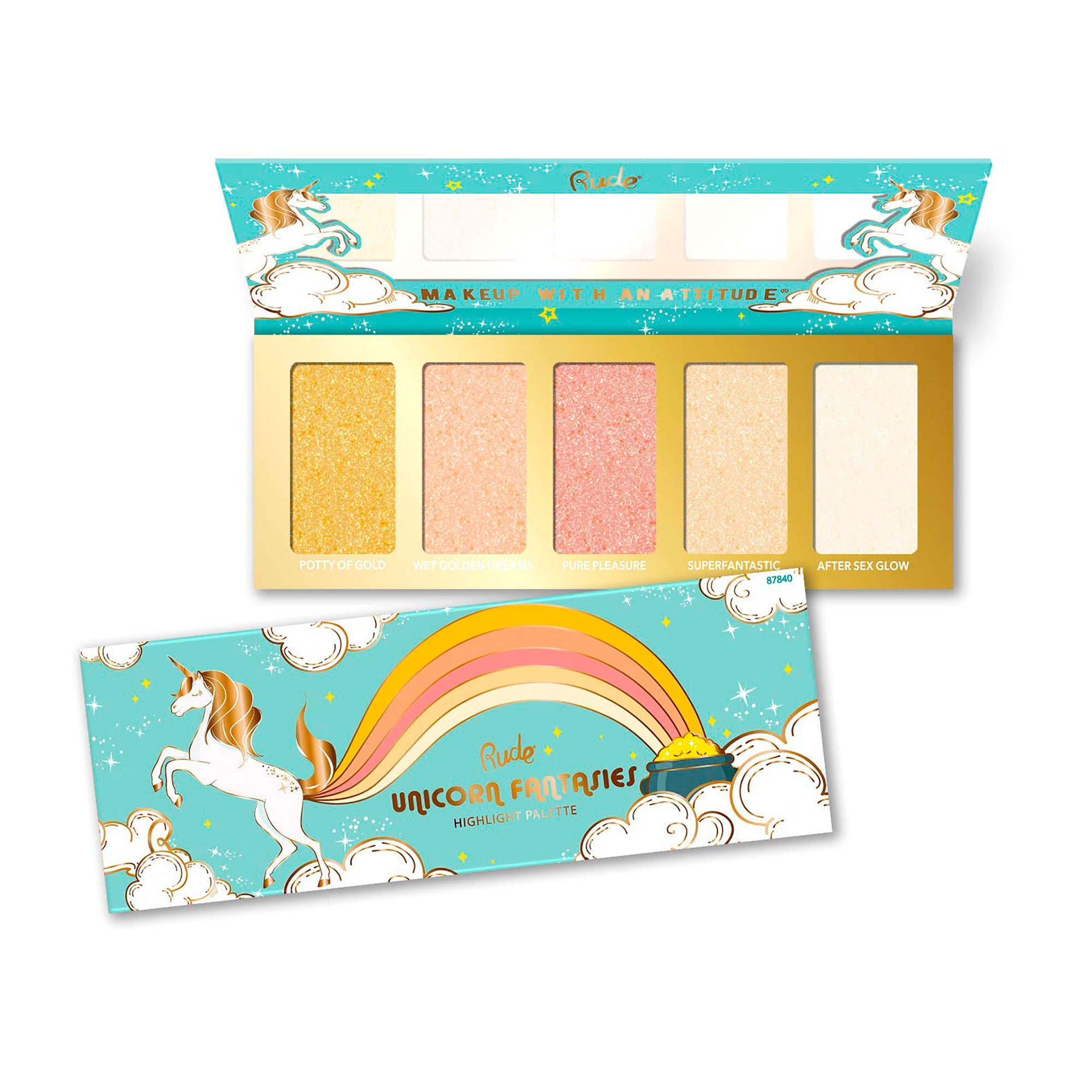 Paleta De Sombras Unicorn Fantasies - Highlight Rude Cosmetics