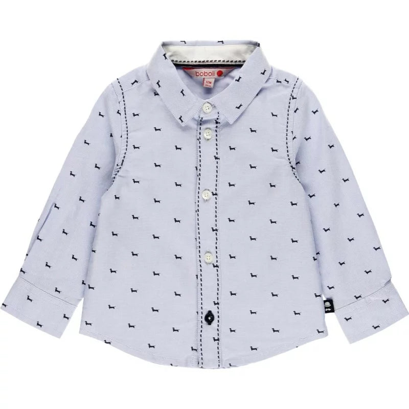 Camisa Azul cielo diseño perritos para bebe y Niño BOBOLI