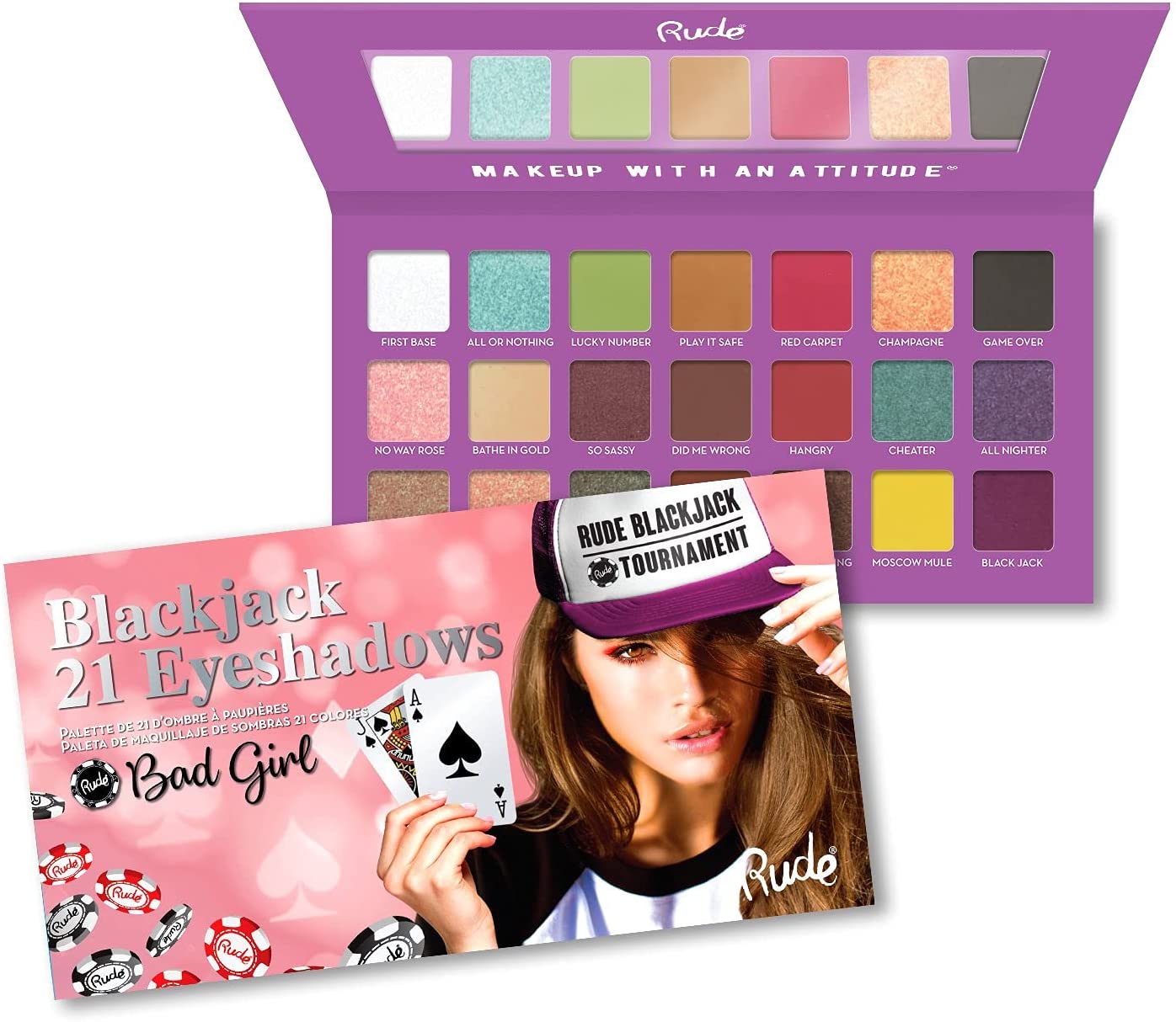 Paleta de sombras Blackjack 21 Bad Girl Rude Cosmetics