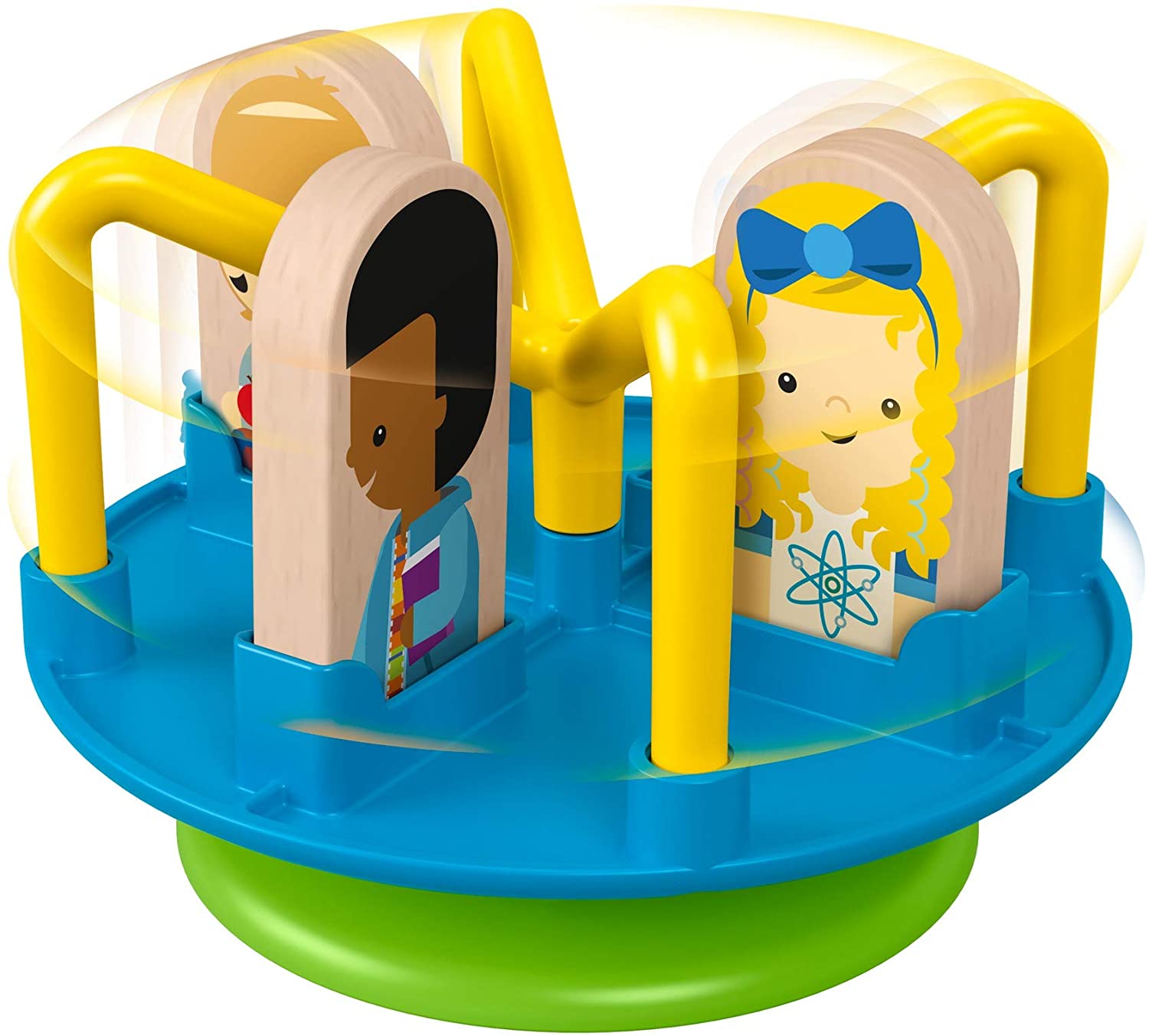 Fisher-Price Wonder Makers Slide & Ride Schoolyard – Juego de construcción y pista de madera para niños de 3 años y más