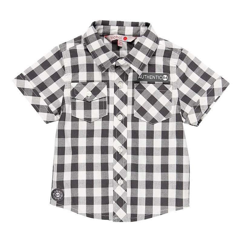 Camisa Cuadros de popelín estampado "AUTHENTIC 84" para bebé niño BOBOLI