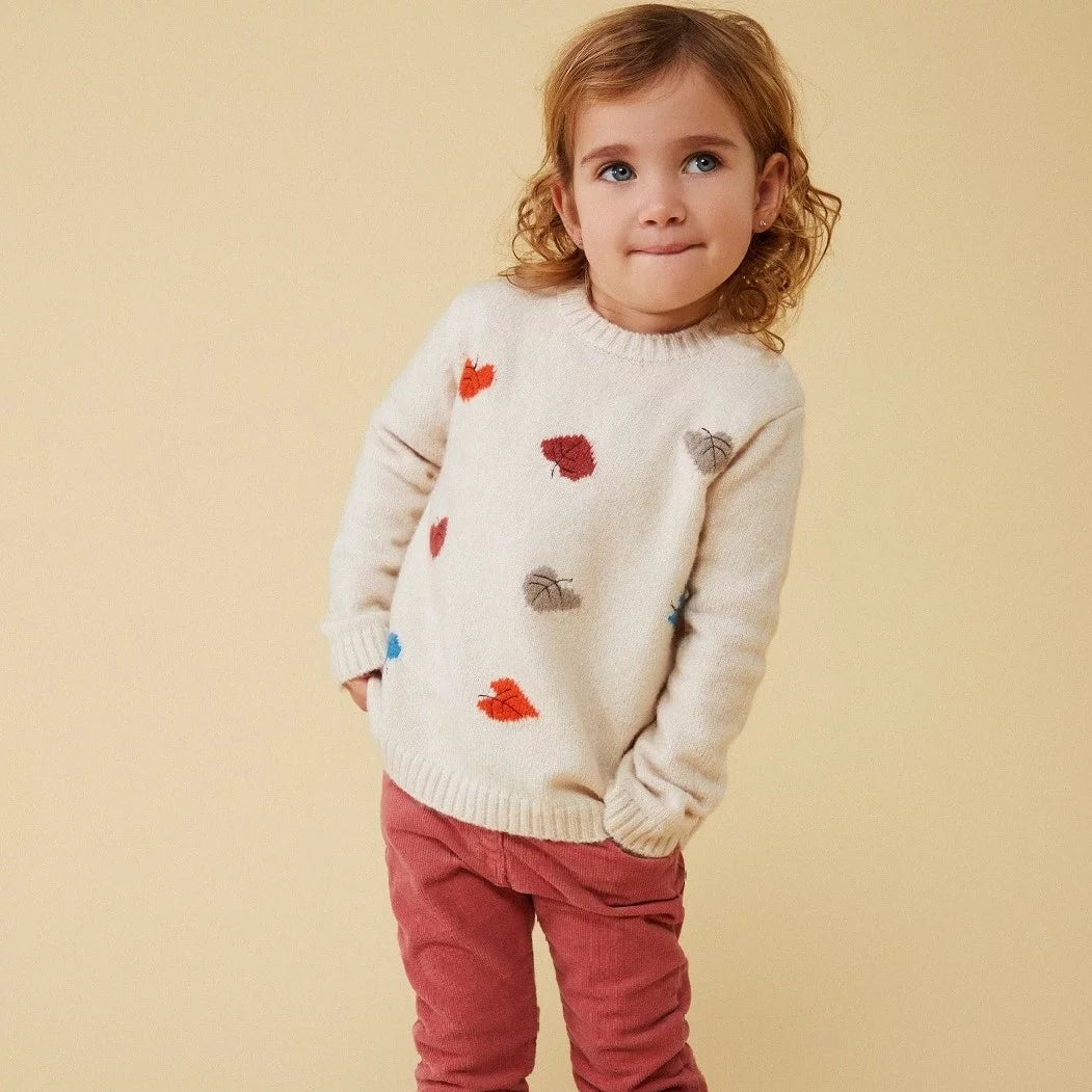 Suéter Punto Estampado Hojas Niña BOBOLI