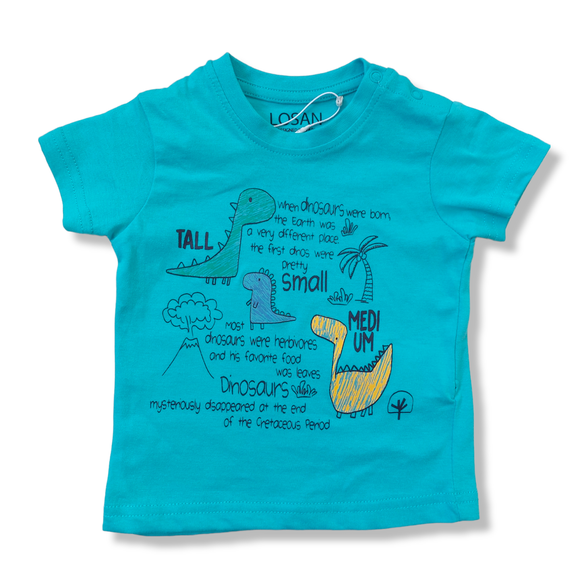 Playera azul "TALL, SMALL, MEDIUM" para bebé niño Losan