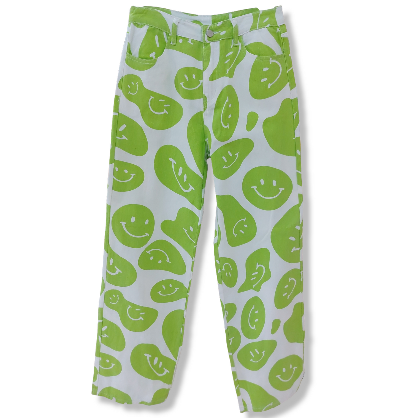 Pantalón con estampado de caritas verde Erivel