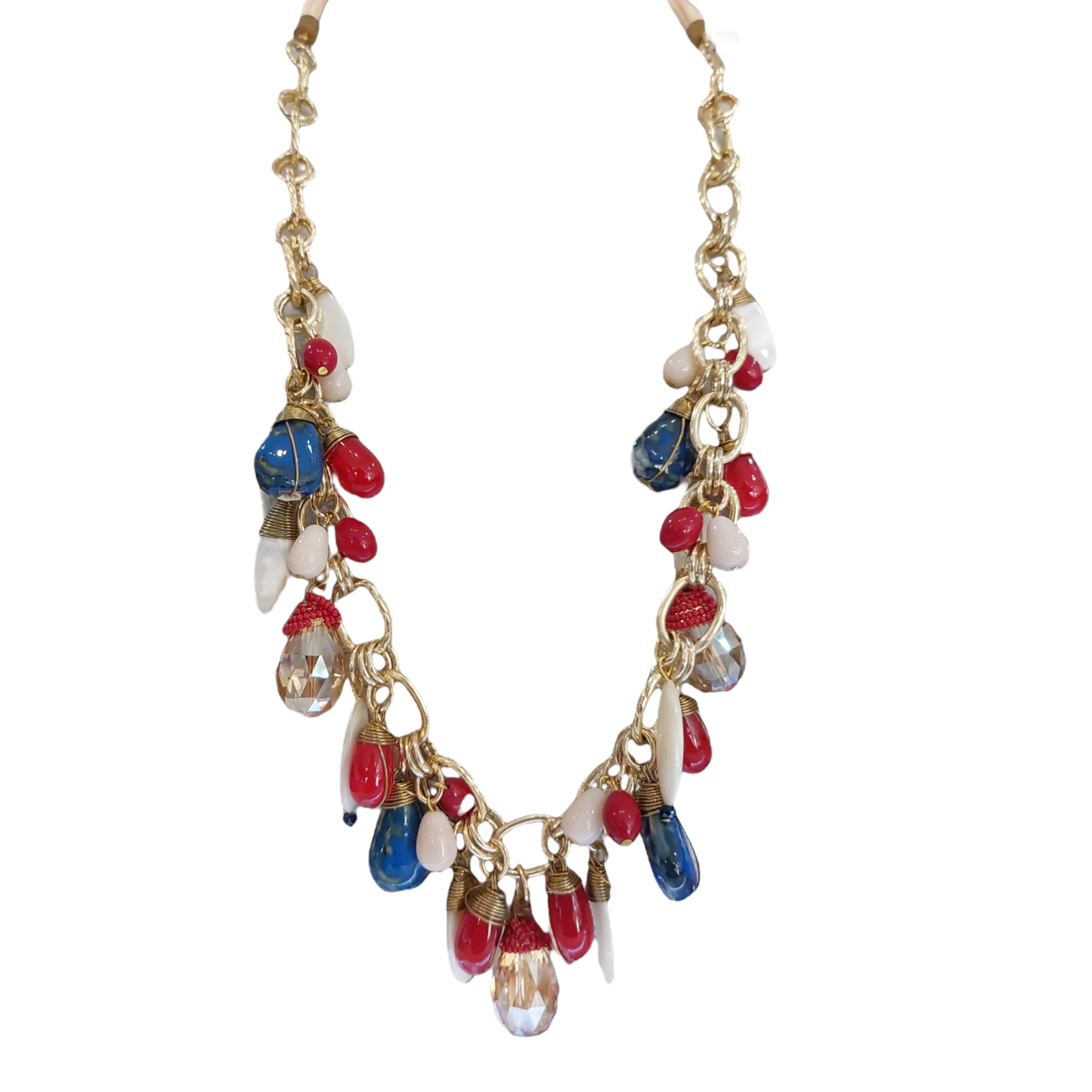Collar Piedra Natural "Rojo/Azul"