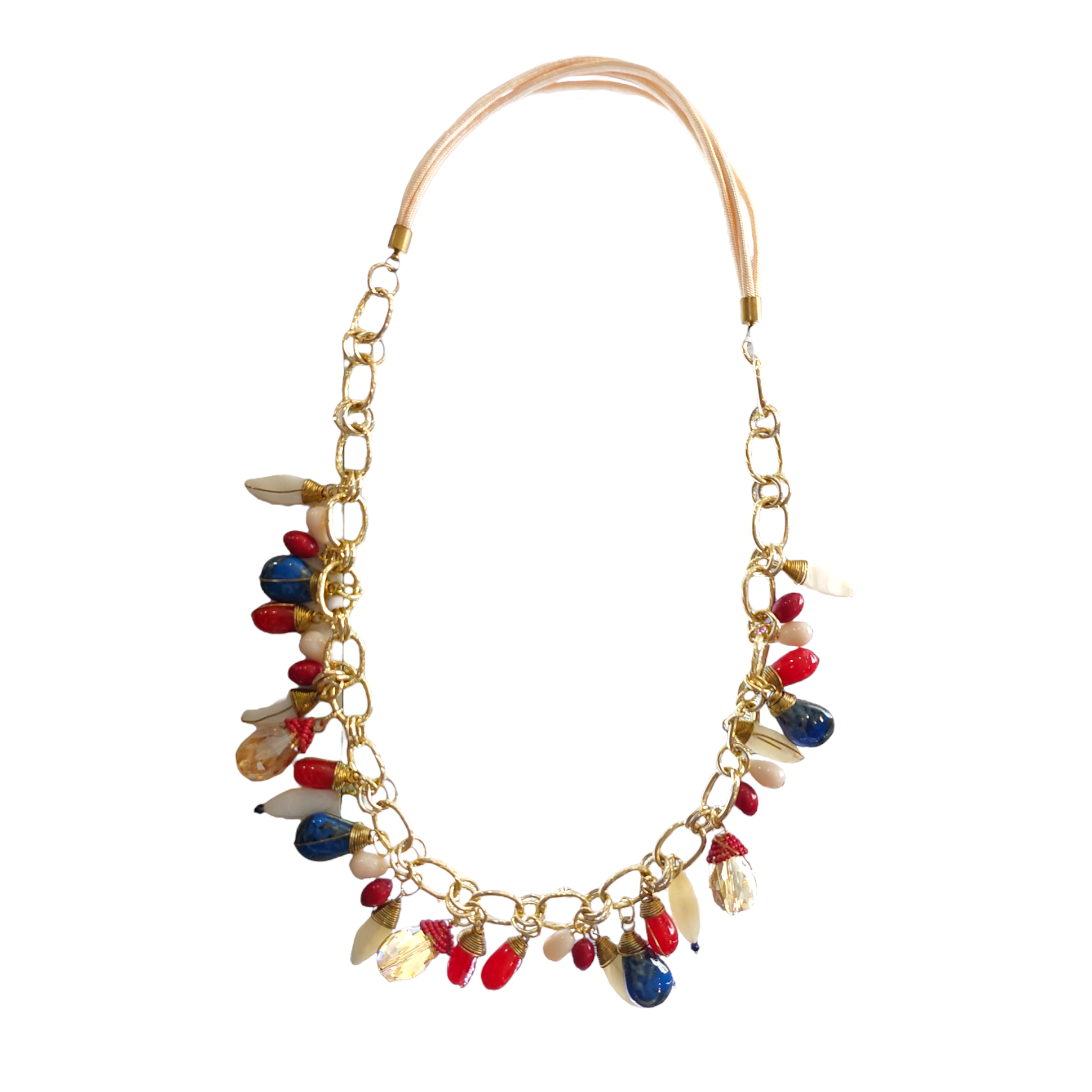 Collar Piedra Natural "Rojo/Azul"