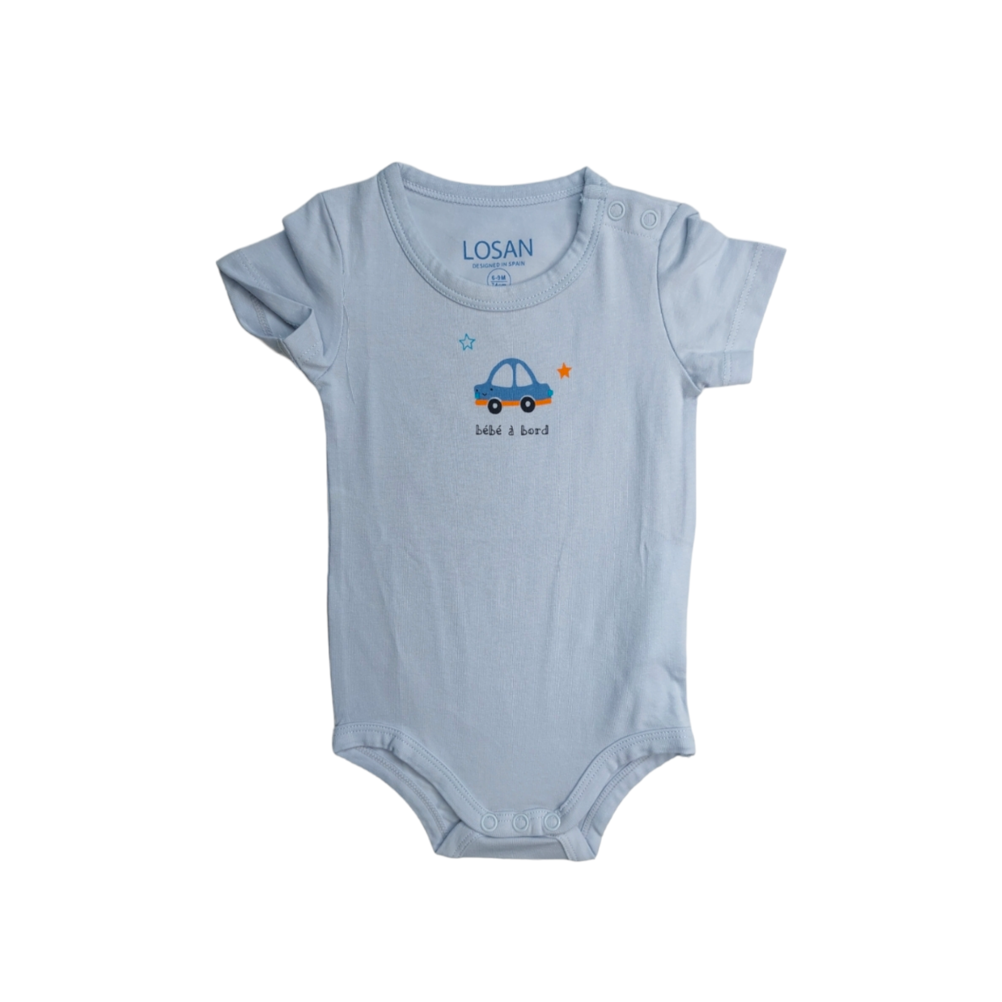 Bodys Dos Piezas Azul Para Bebé Niño Carritos Losan