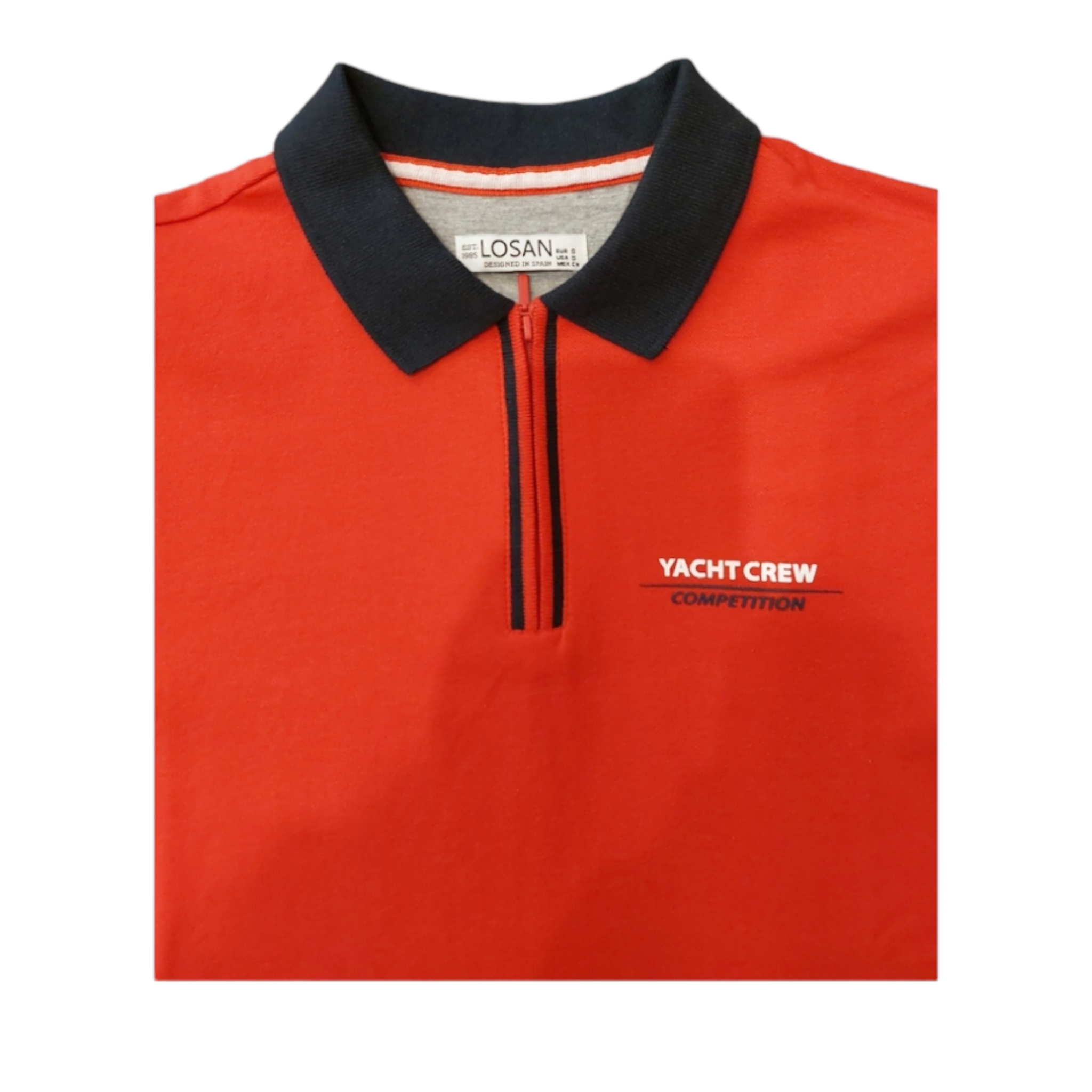 Playera tipo polo roja "YACHT CREW COMPETITION" para caballero Losan