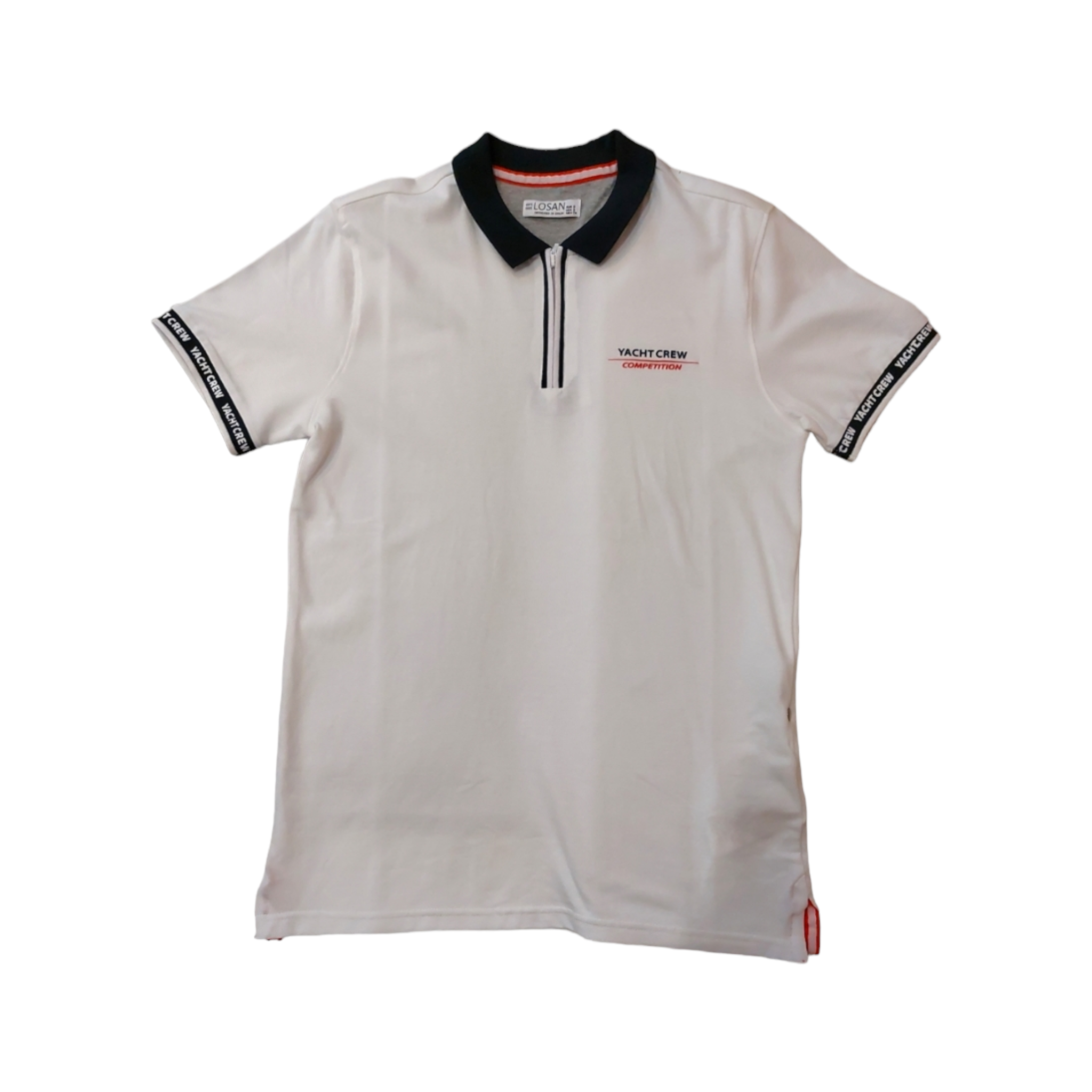Playera Tipo Polo Blanca "Yacht Crew Competition" Para Caballero LSN