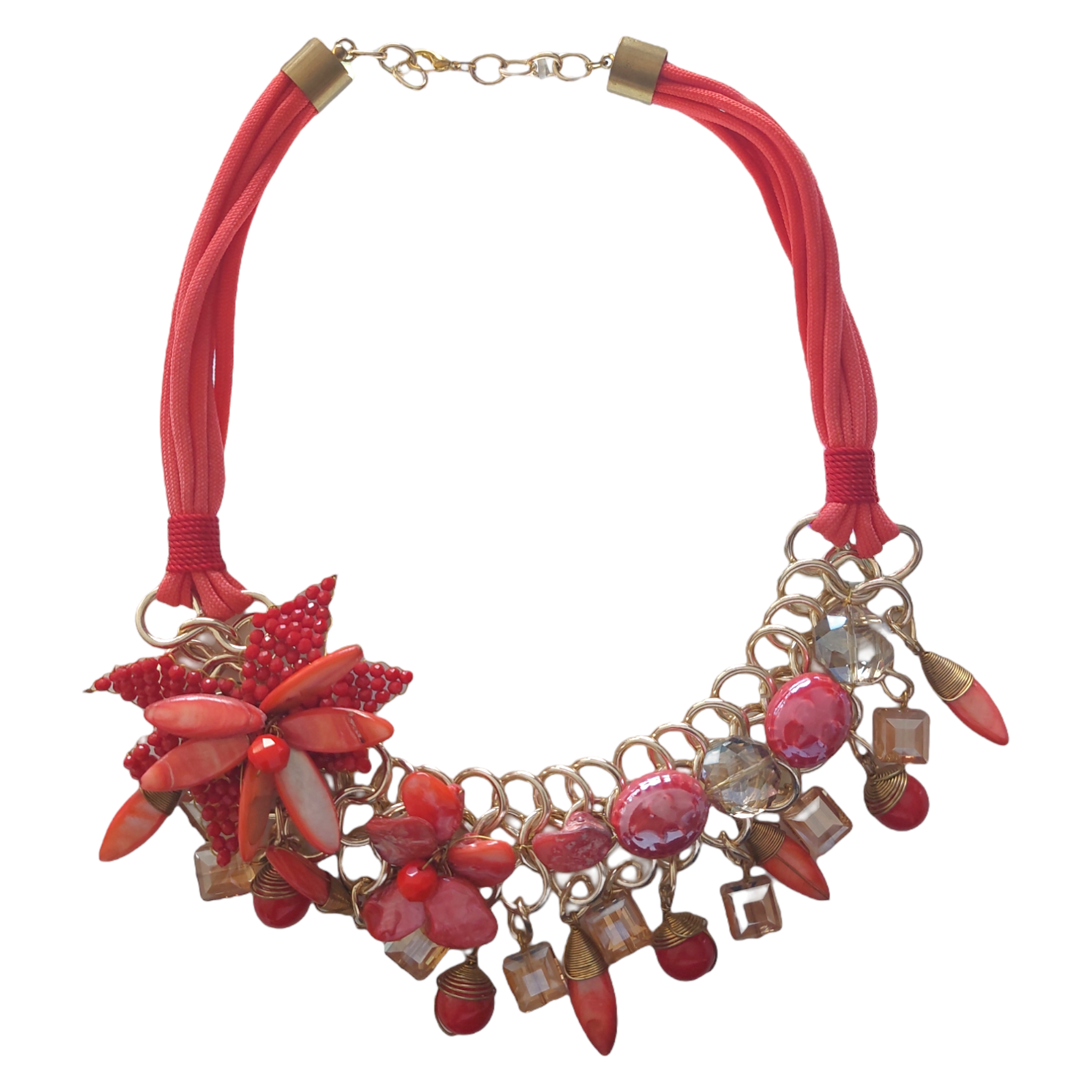 Collar Piedra Natural "Flor Rojo"