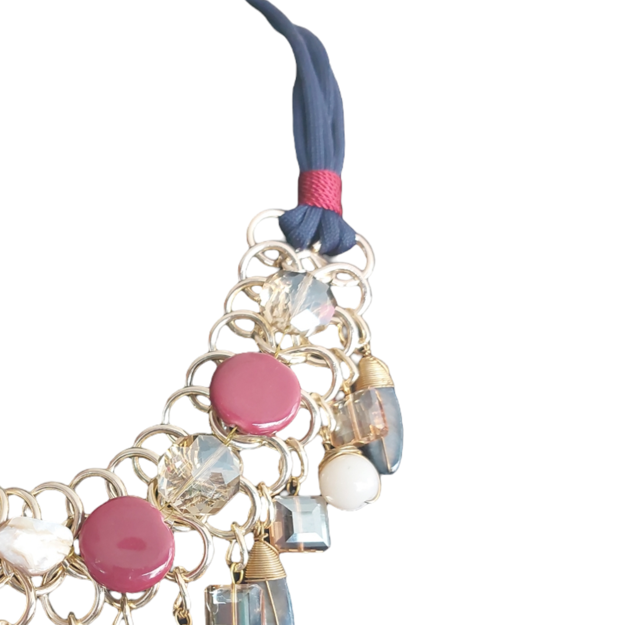 Collar Piedra Natural "Flor gris azulado"