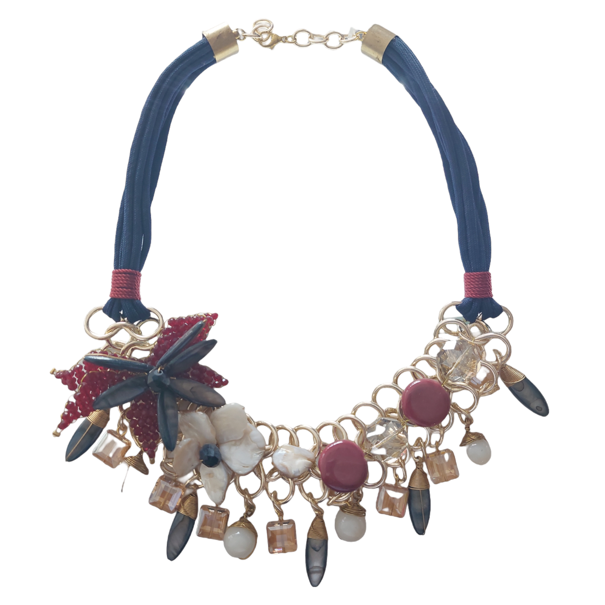 Collar Piedra Natural "Flor gris azulado"