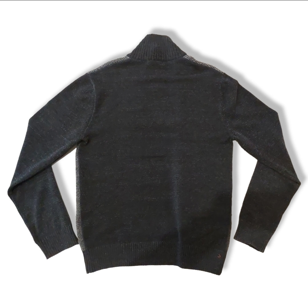 Suéter Azul De Chenilla Con Cuello Perkins Para Caballero LSN