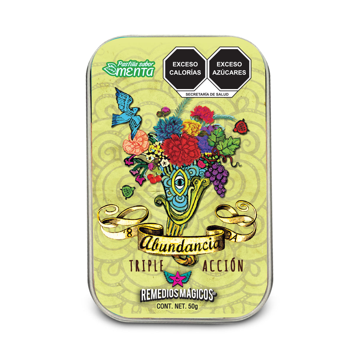 Pastillero de lata con Mentas "ABUNDANCIA" Remedios Mágicos