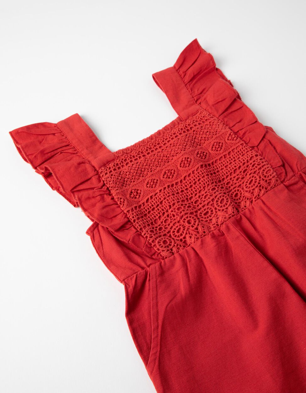 Jumpsuit  ladrillo con encaje para niña ZIPPY