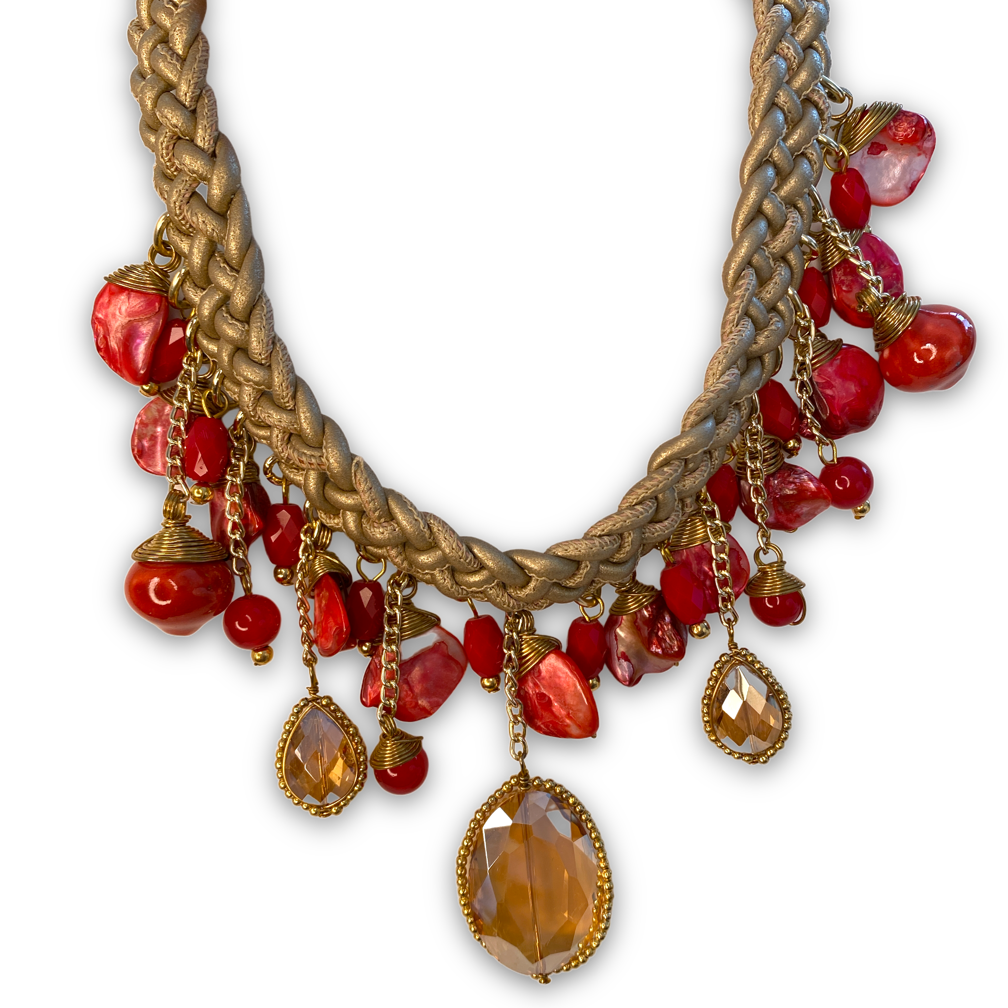 Collar Piedra Natural Rojo