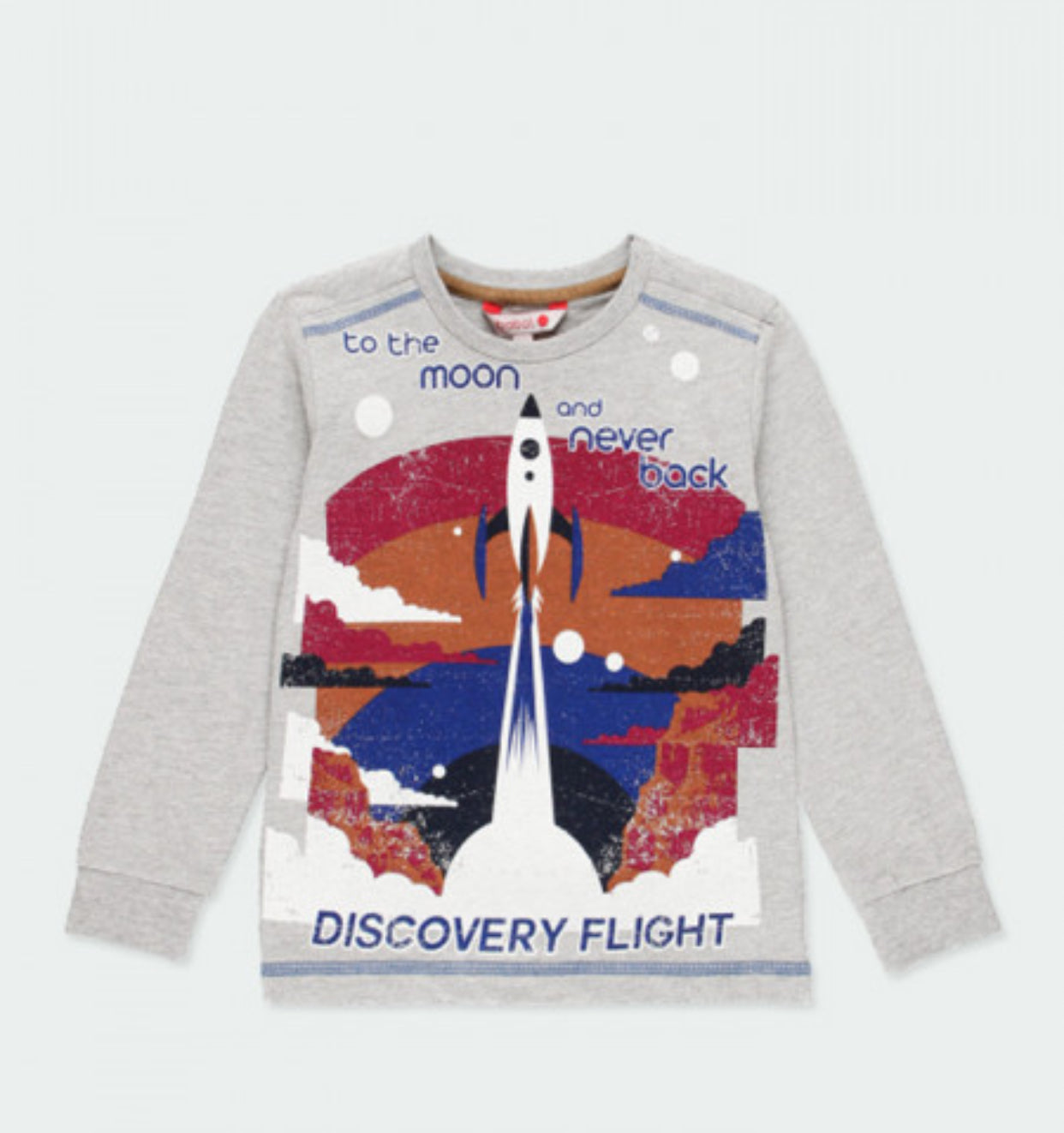 Playera gris de manga larga “to the moon and never back” niño BOBOLI