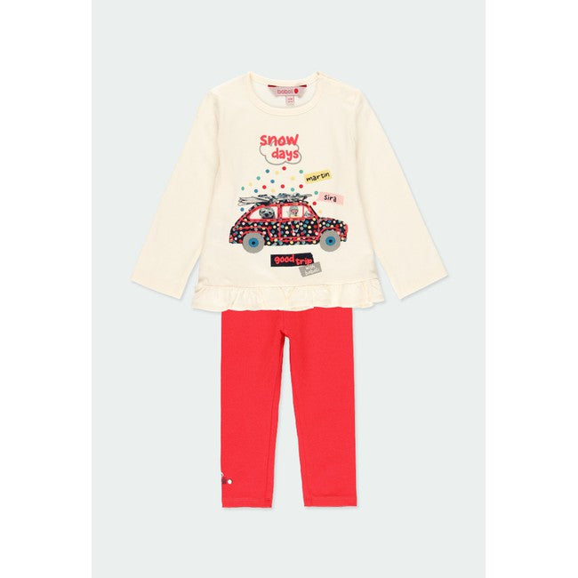 Conjunto 2 piezas camisa  “snow days” y leggings bebe y niña BOBOLI