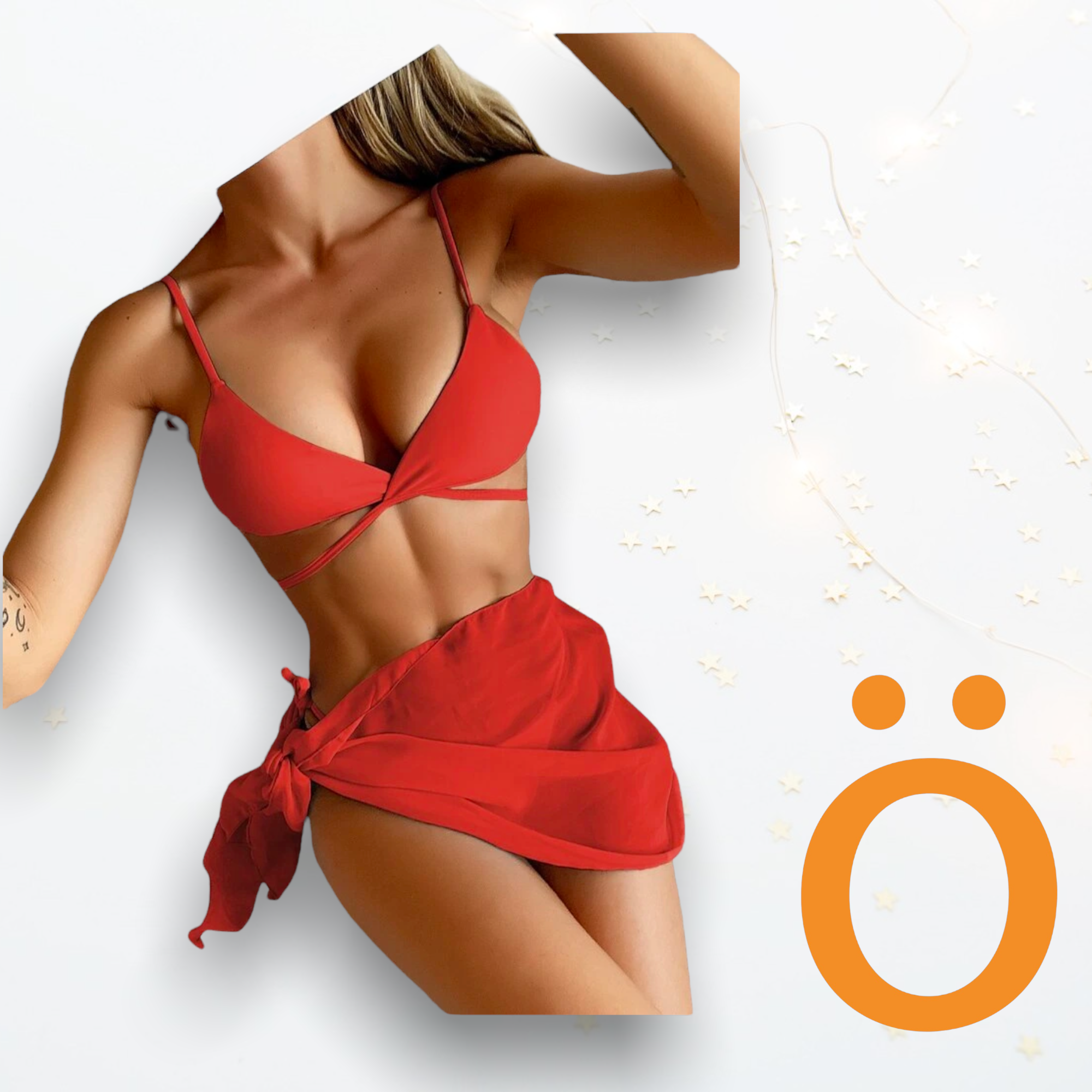Bikini con pareo rojo