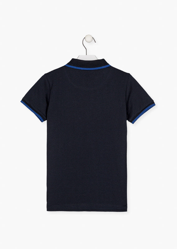 Playera tipo polo azul marino para niño Losan