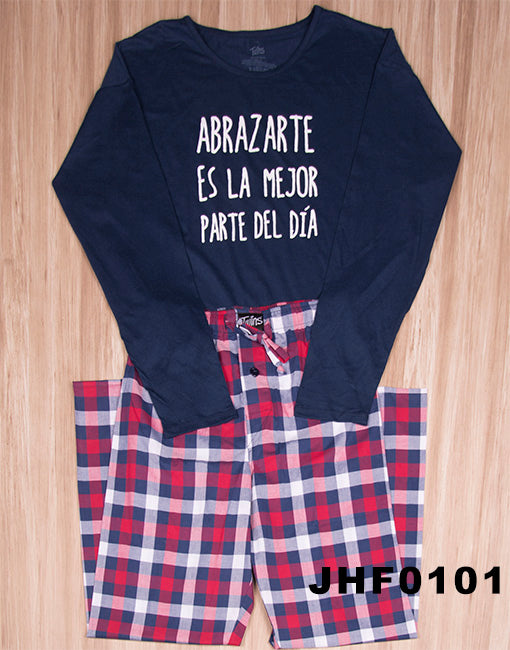 Pijama para caballero manga larga “ABRAZARTE ES LA MEJOR PARTE DEL DÍA” TWINS