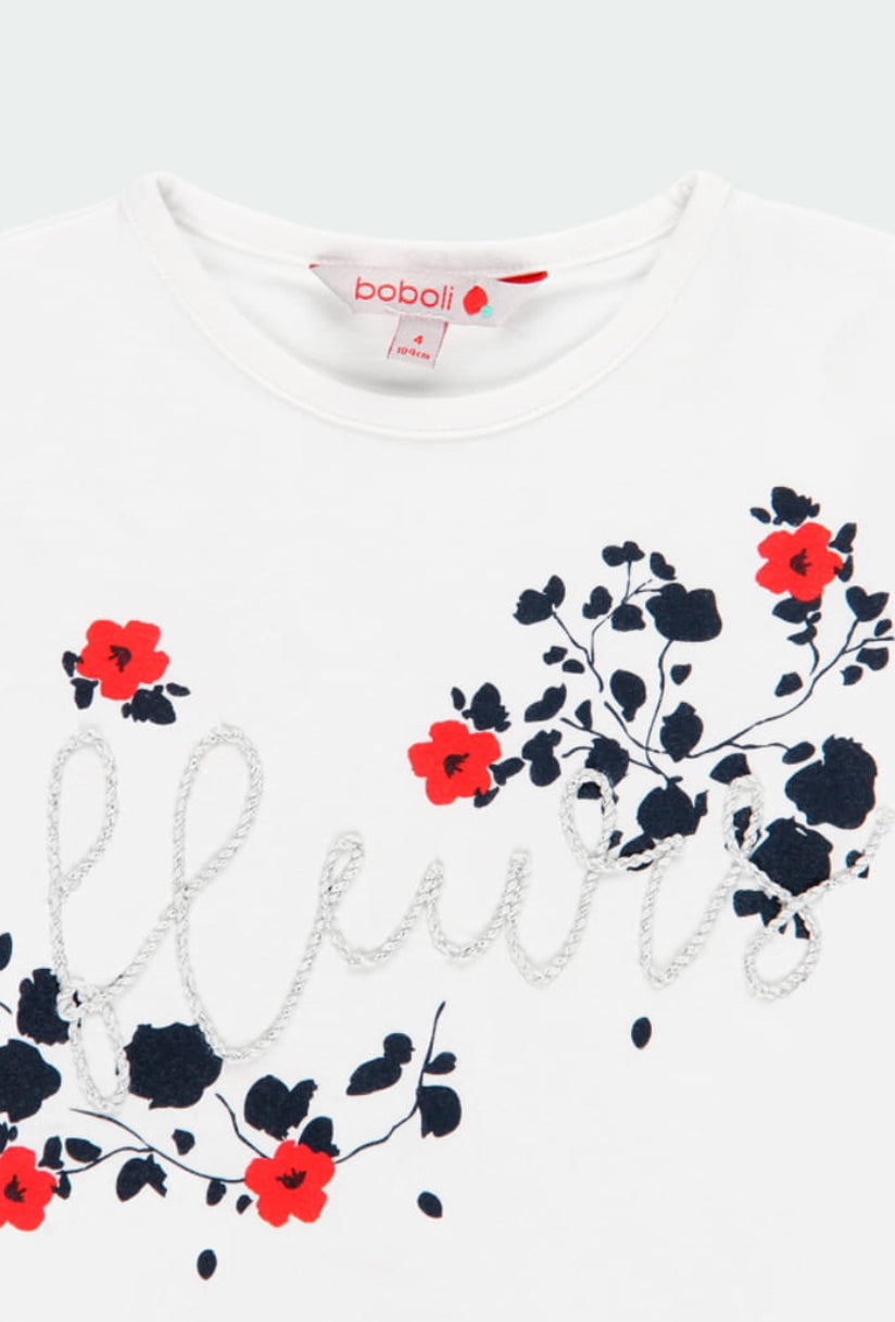 Playera floreada blanca “flowers” niña BOBOLI