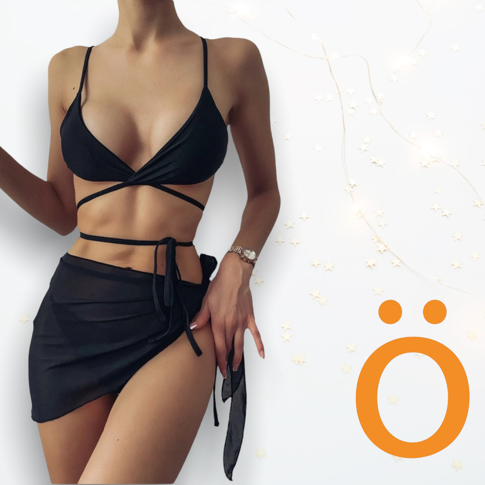 Trikini negro con pareo