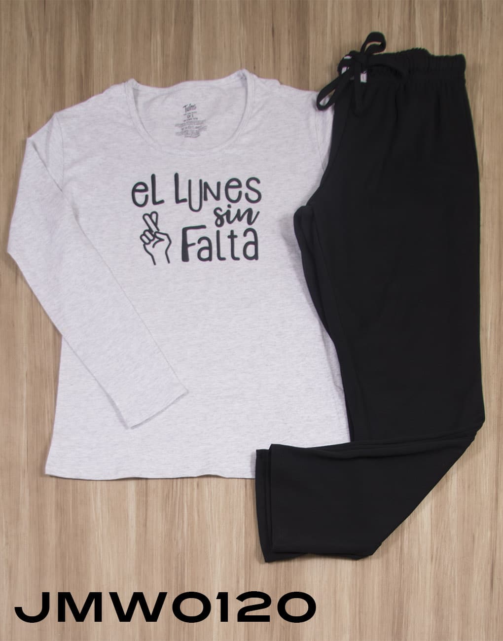 Pijama para dama manga larga “EL LUNES SIN FALTA” TWINS