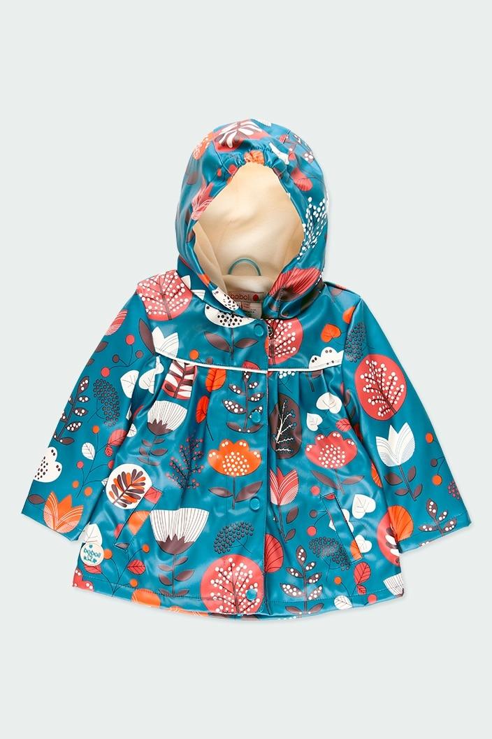 Chamarra impermeable azul flores bebe y  niña BOBOLI