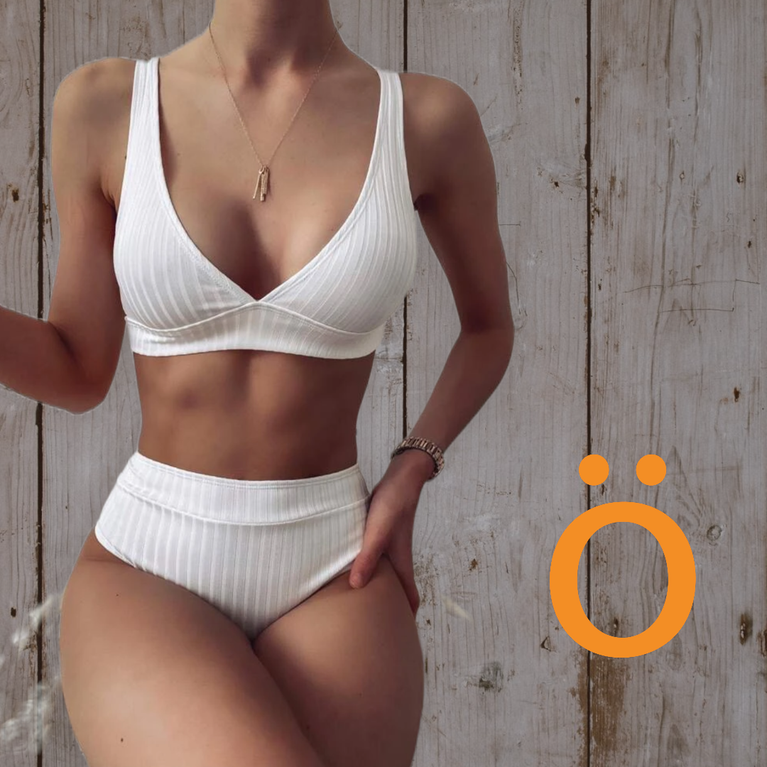 Bikini Blanco relieve rayas