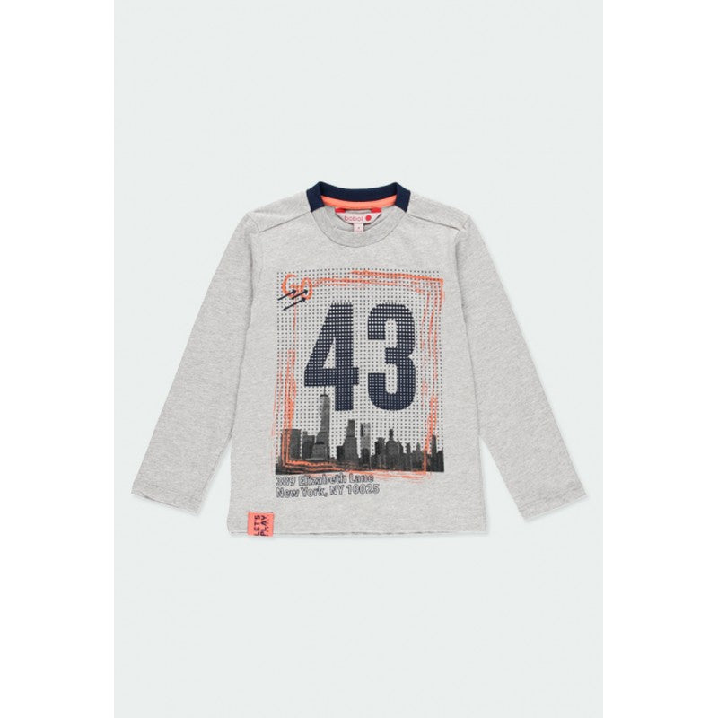 Playera gris manga larga “GO 43” niño BOBOLI