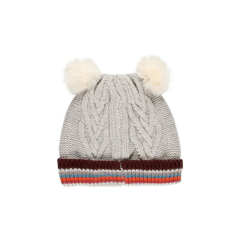 Gorro gris doble pompon para niña BOBOLI