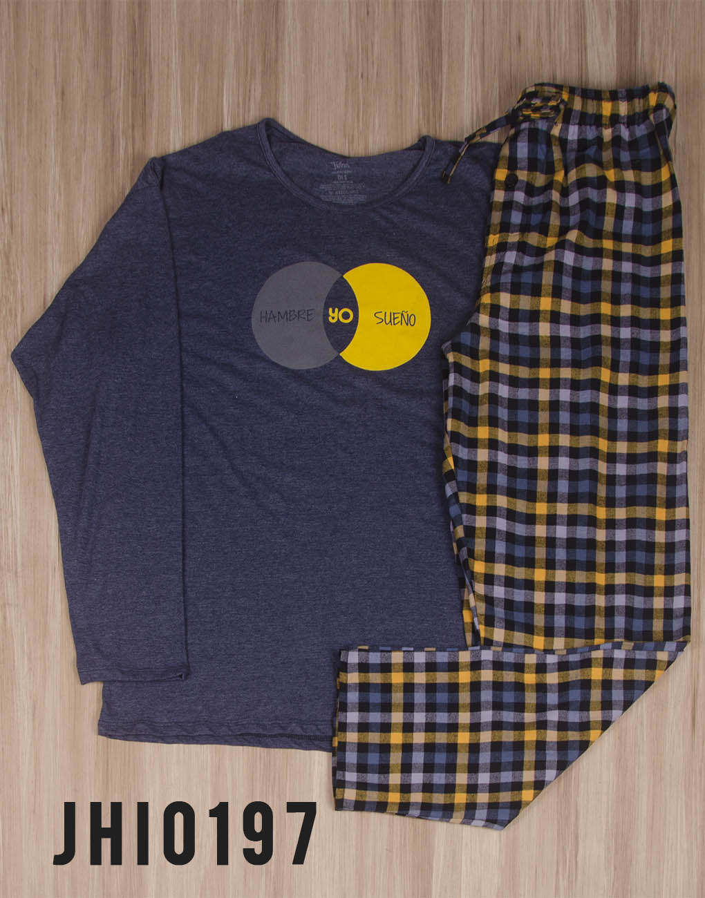 Pijama de caballero de manga larga “HAMBRE YO SUEÑO” TWINS
