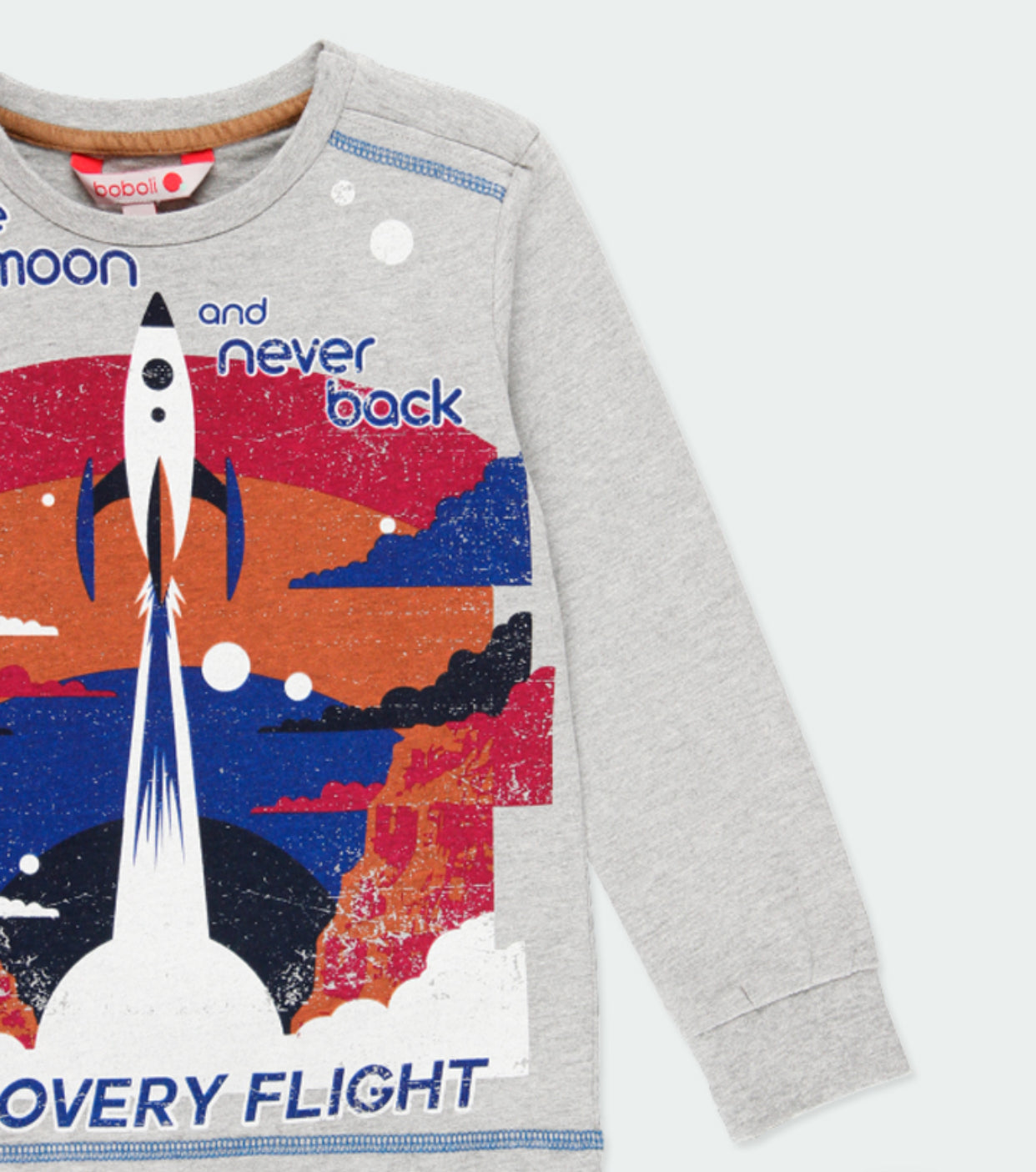 Playera gris de manga larga “to the moon and never back” niño BOBOLI