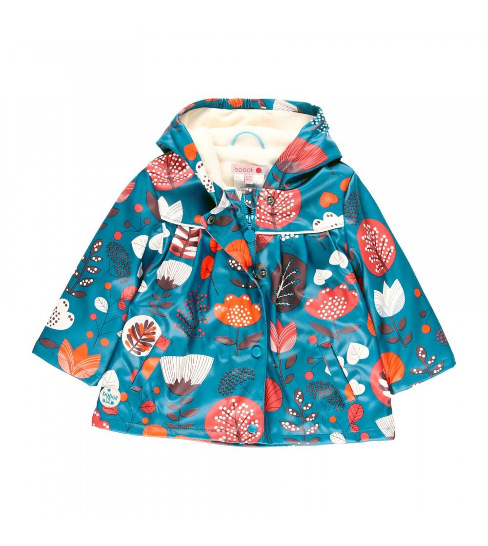 Chamarra impermeable azul flores bebe y  niña BOBOLI