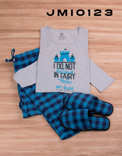 Pijama para dama manga larga “I DO NOT believe IN FAIRY tales” TWINS