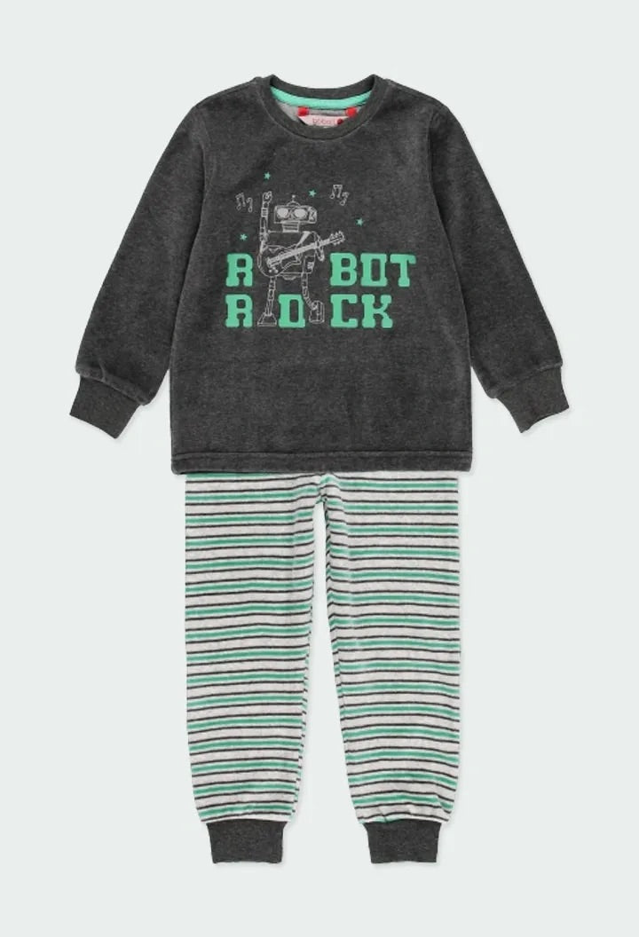 Pijama de terciopelo 2 Piezas “ROBOT ROCK” niño BOBOLI