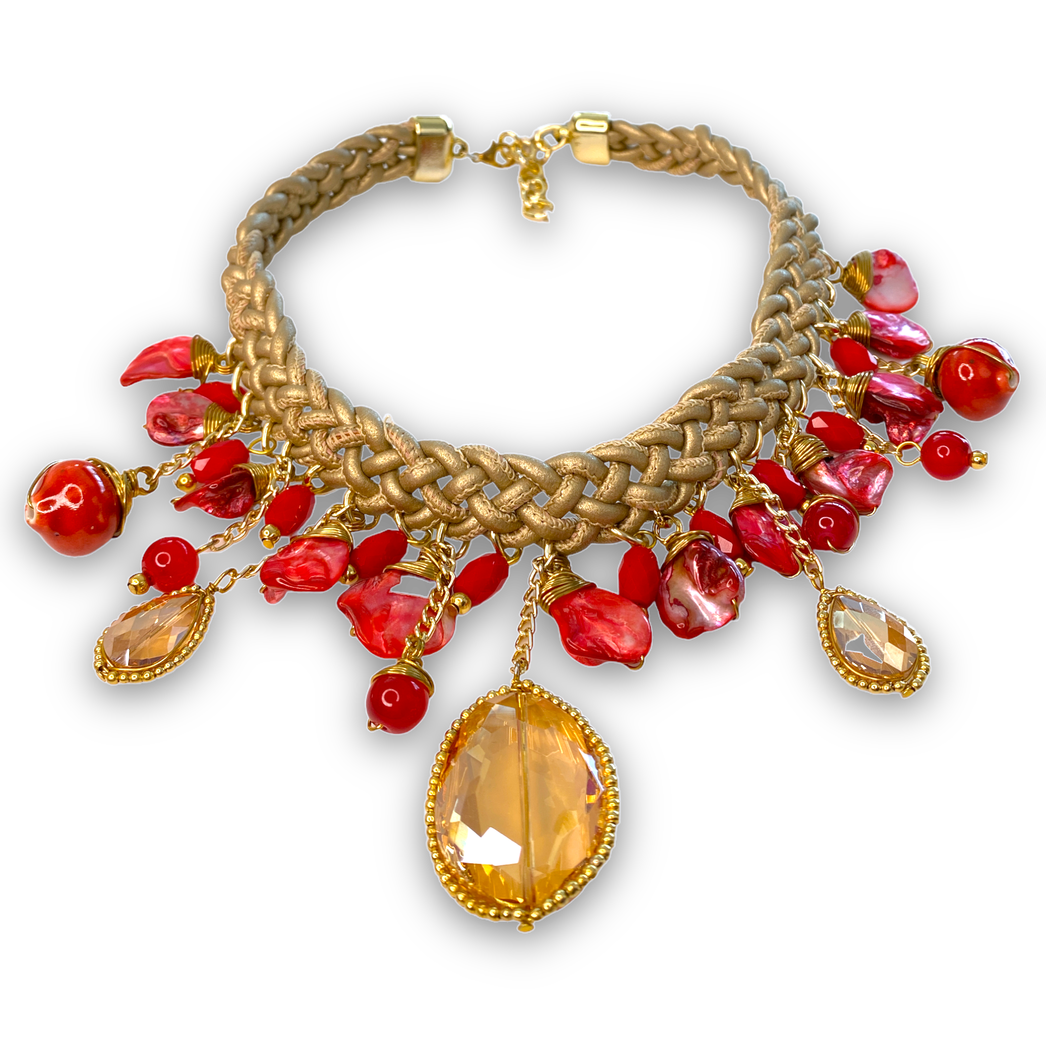 Collar Piedra Natural Rojo