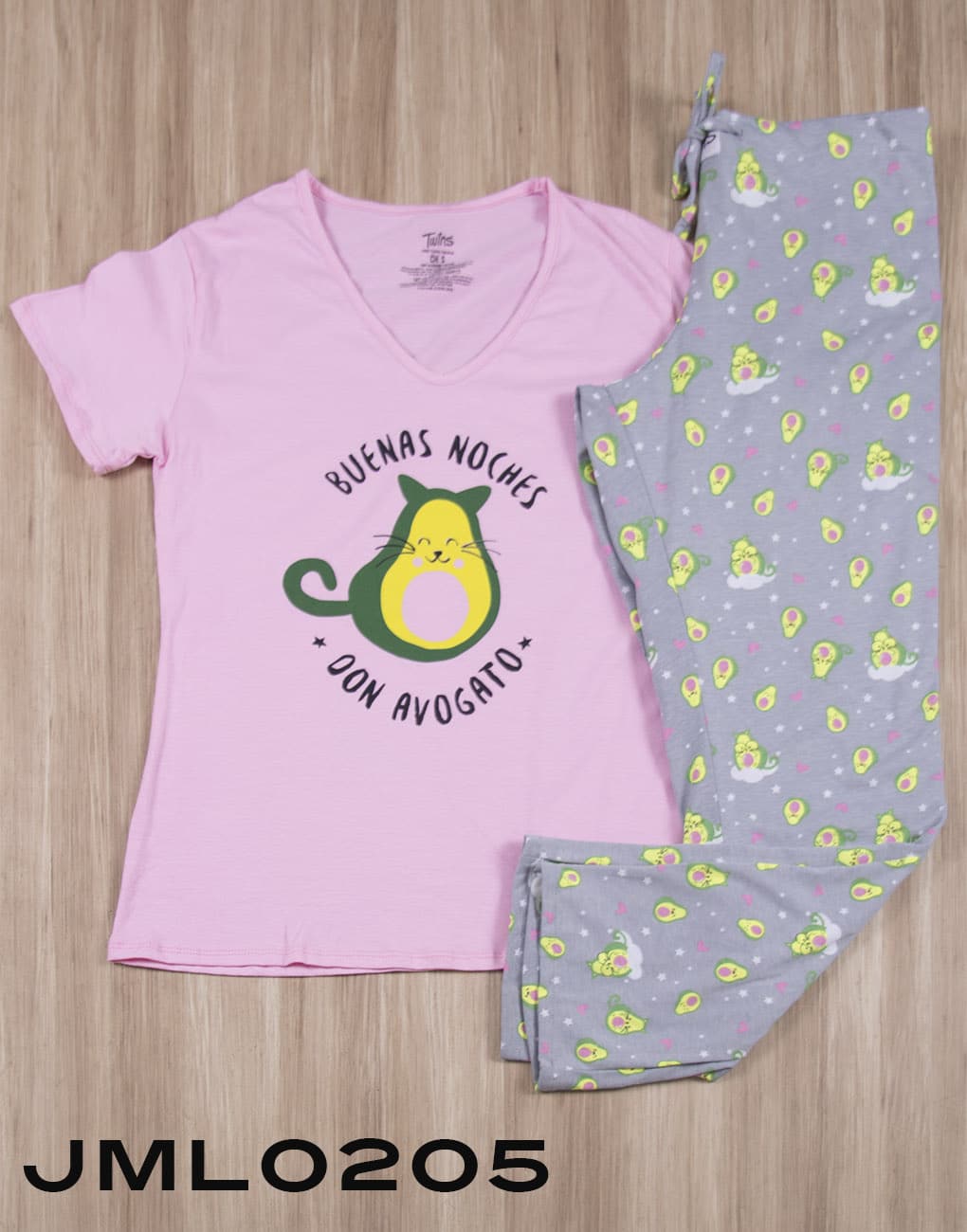 Pijama para dama manga corta “BUENAS NOCHES DON AVOGATO” TWINS