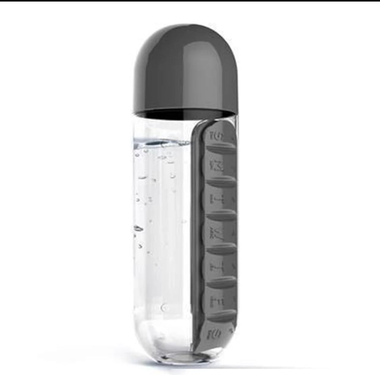 Botella para agua con pastillero desmontable 600ml