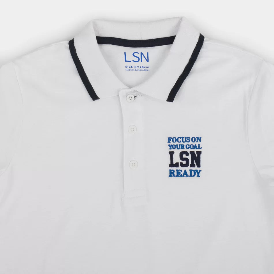 Camiseta tipo polo blanco para niño Losan