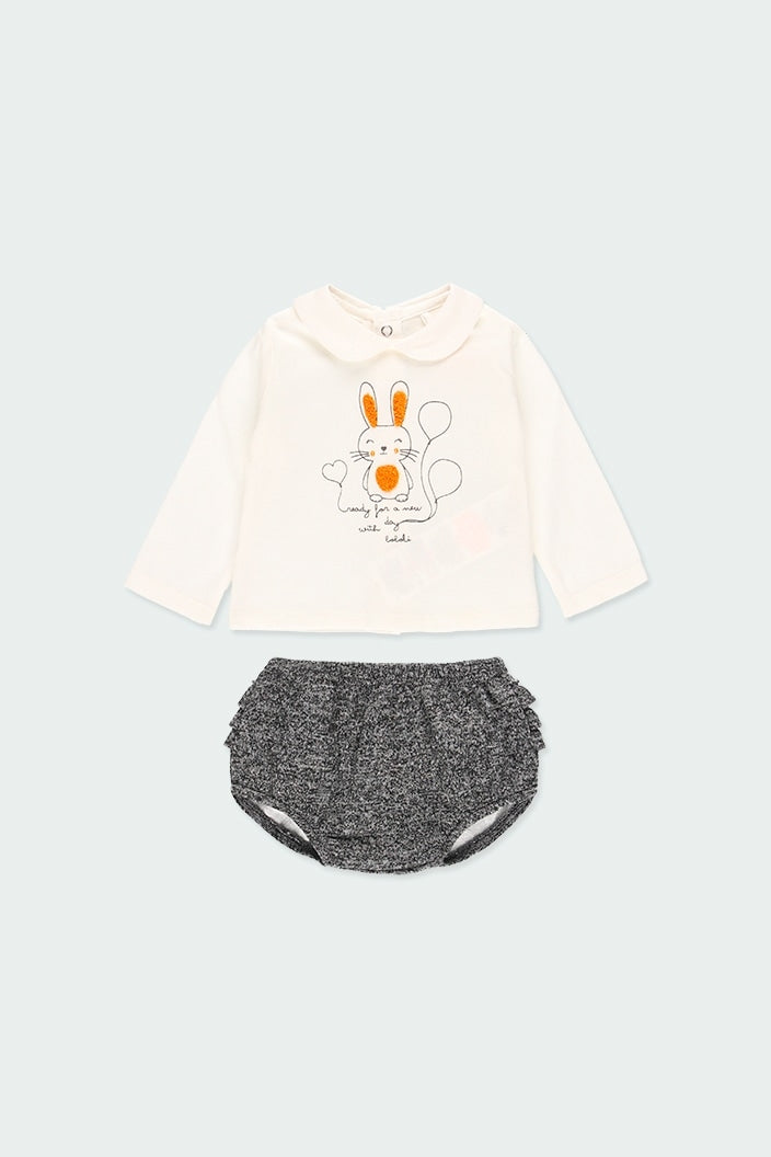 Set 2 piezas conejo de Punto Combinado Para Bebé Niña BOBOLI
