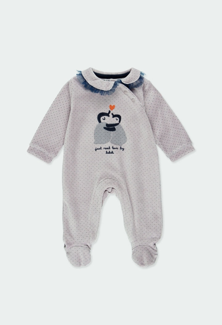 Mameluco terciopelo topitos de bebé niña BOBOLI