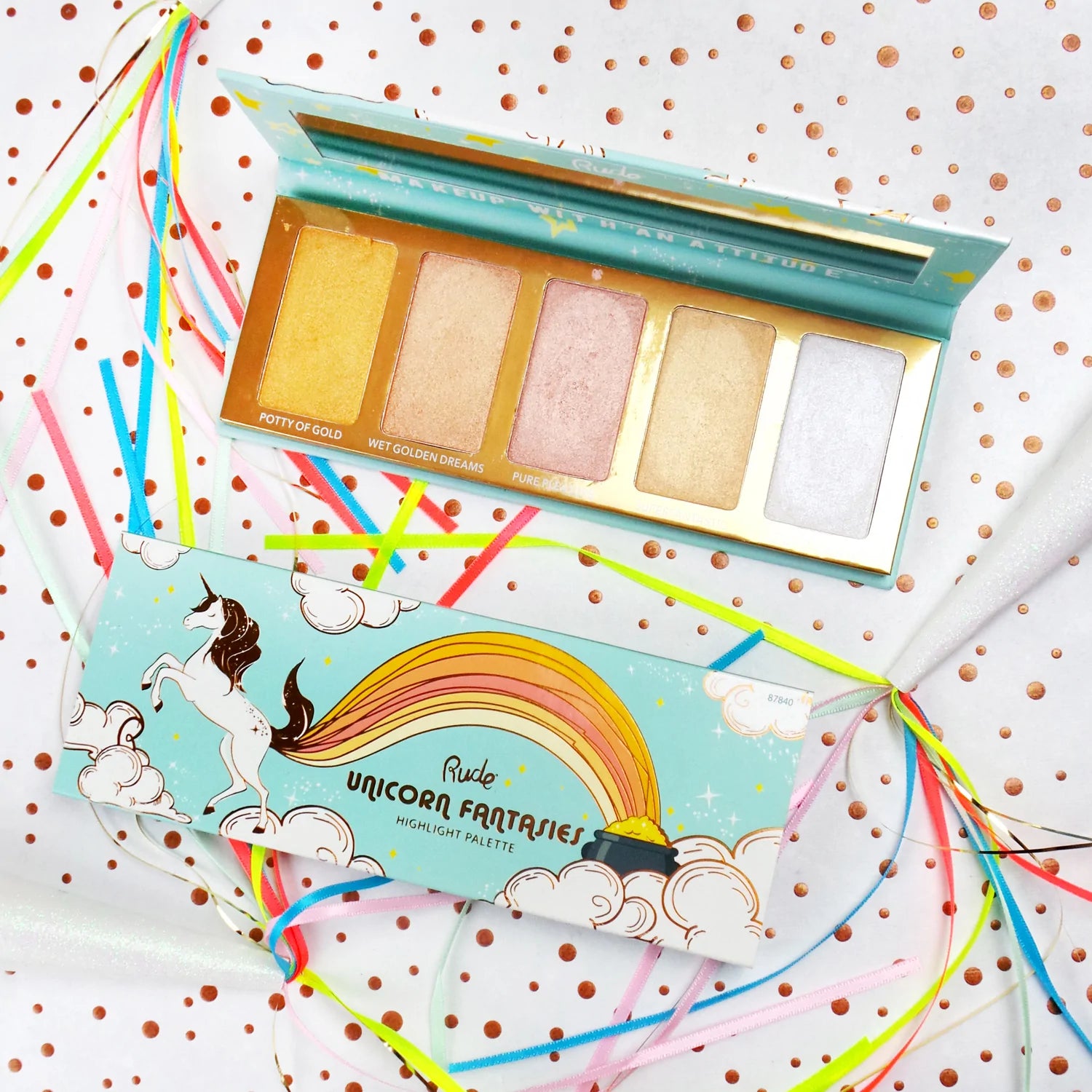 Paleta De Sombras Unicorn Fantasies - Highlight Rude Cosmetics