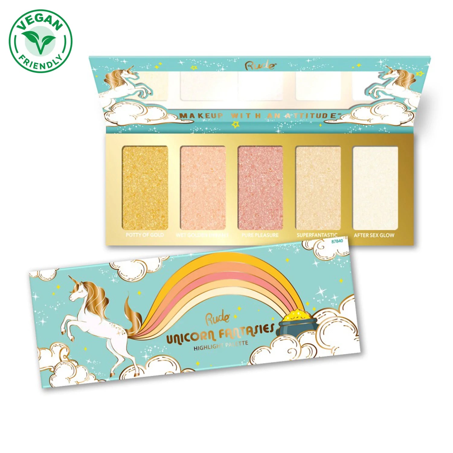 Paleta De Sombras Unicorn Fantasies - Highlight Rude Cosmetics