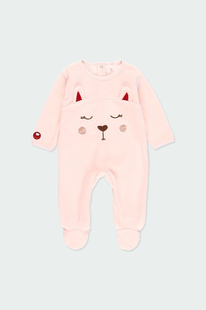 Mameluco de Terciopelo Bebe Rosa perrito BOBOLI
